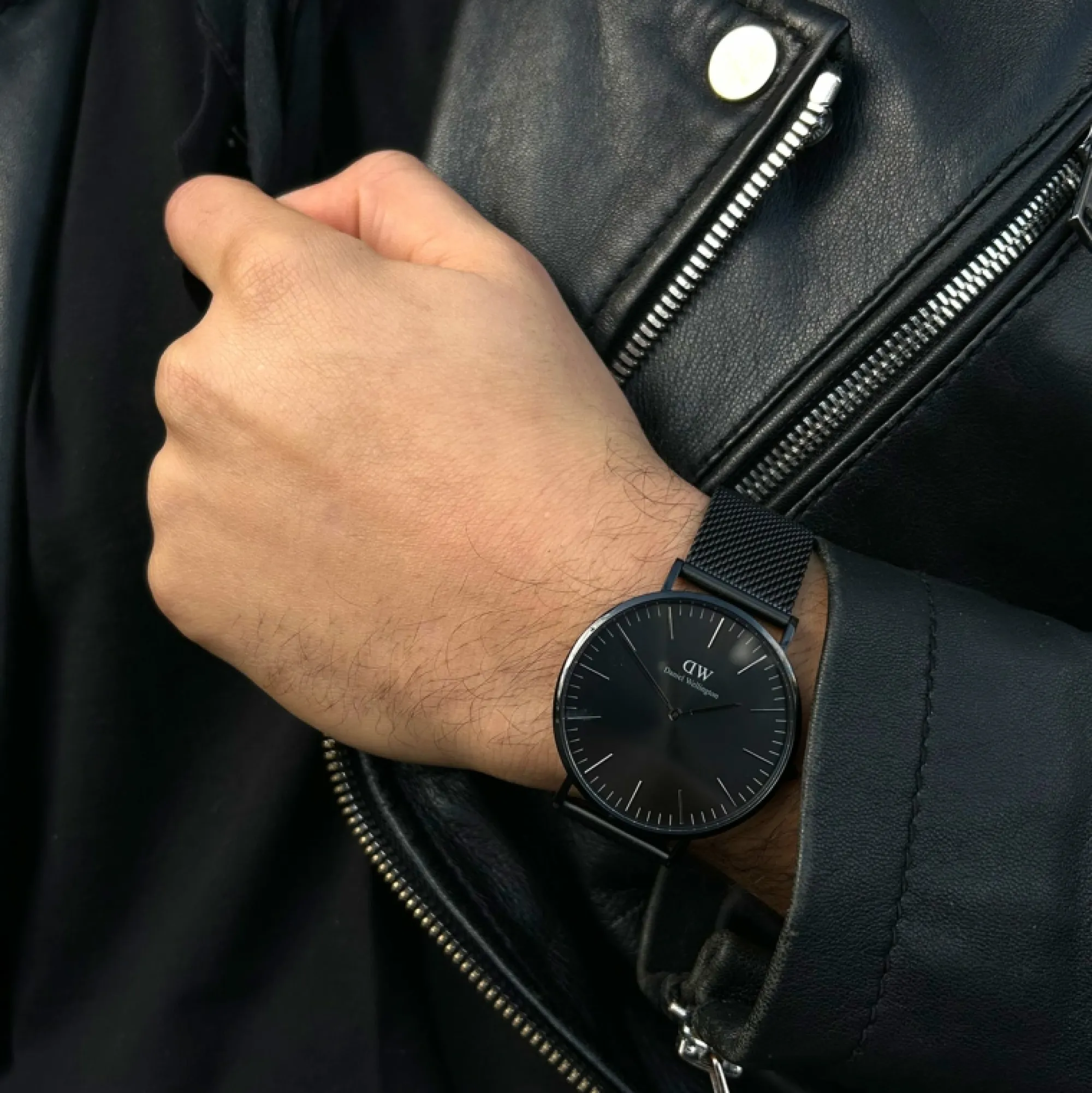 Herren Daniel Wellington Classic Mesh Onyx
