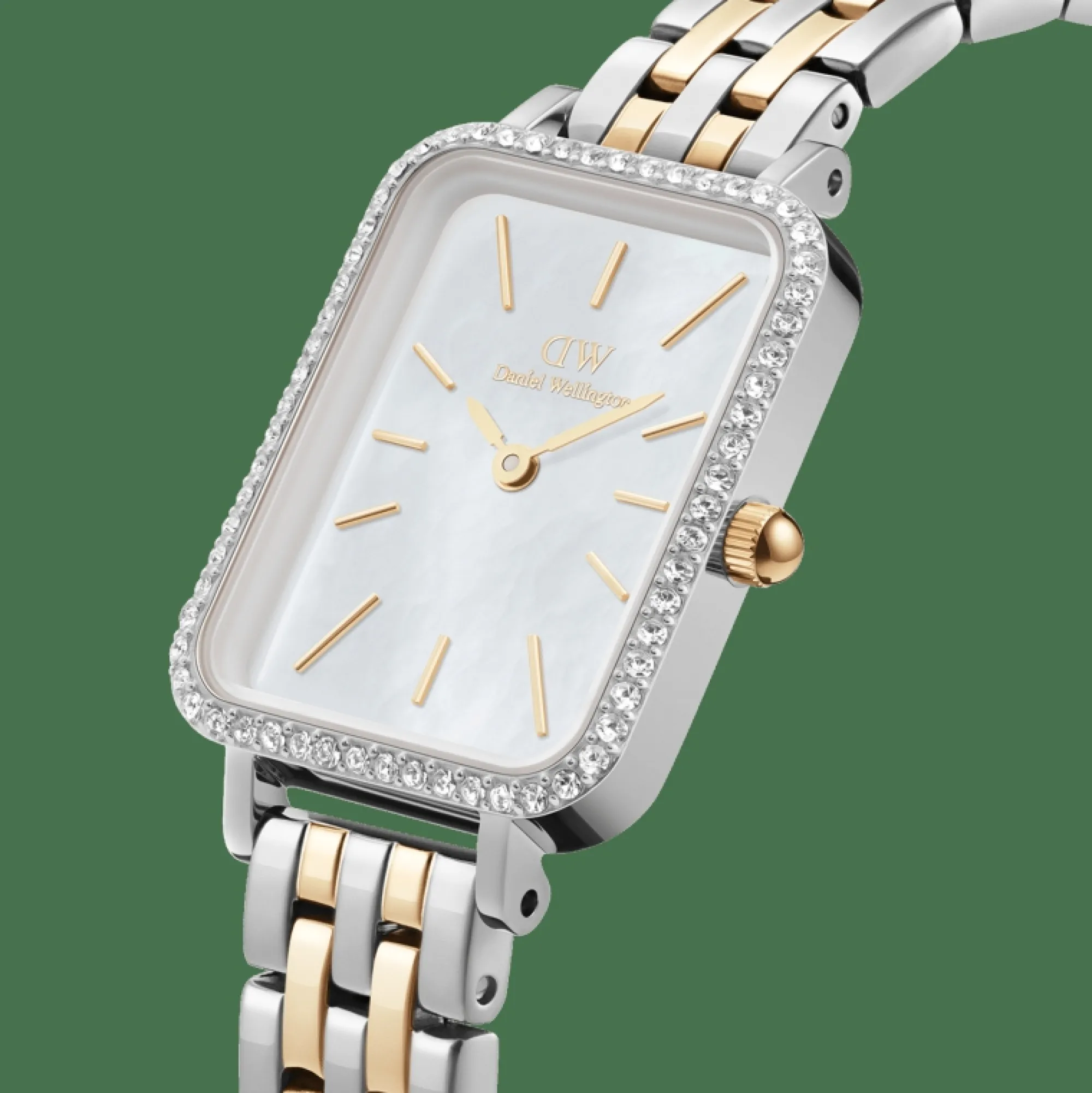 Damen Daniel Wellington Quadro Lumine Bezel 5-Link Two-Tone MOP